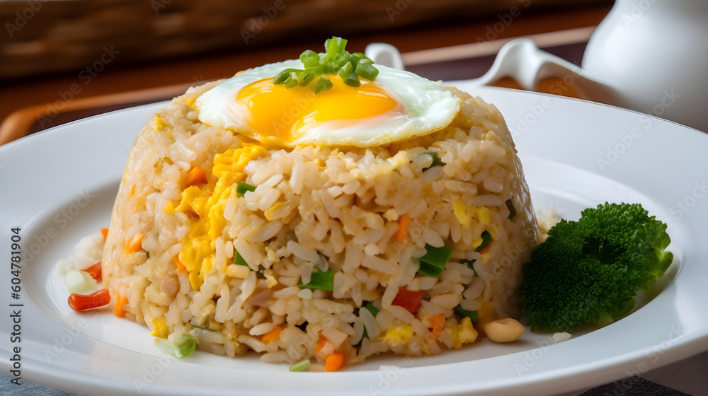 fried rice with half cooked fried egg generative ai fried rice with half cooked fried egg generative ai
