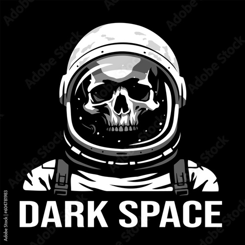 A dead astronaut in a space helmet on a dark background. Vector illustration.