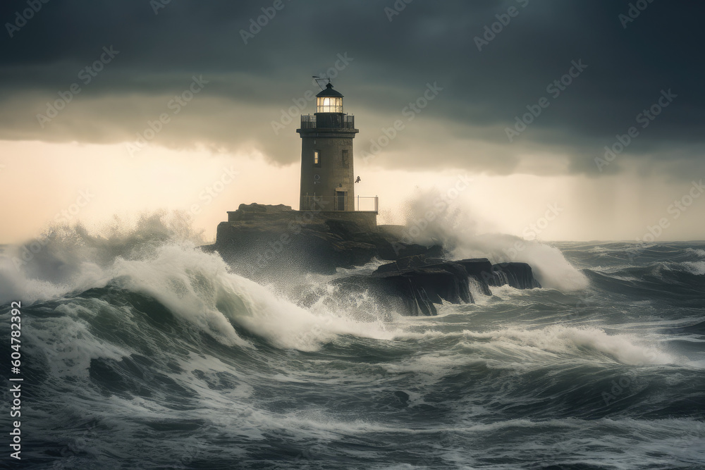 Lighthouse in the storm, generative AI