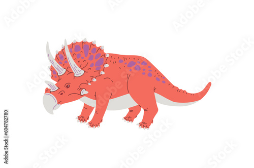 Triceratops dinosaur  flat vector illustration isolated on white background.