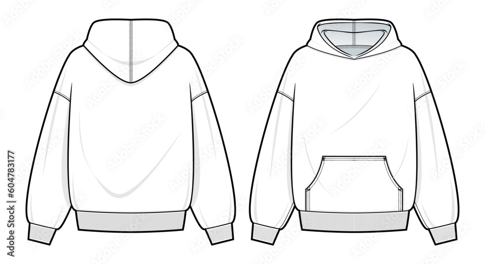 Hoodie technical fashion illustration. hoodie vector template Hoodie technical fashion illustration. hoodie vector template