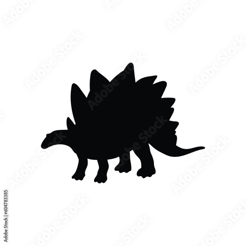 Black silhouette of stegosaurus flat style, vector illustration