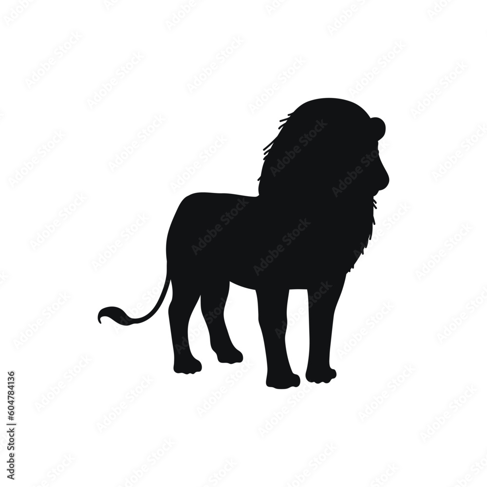 Lion black shape silhouette vector illustration isolated on white background.