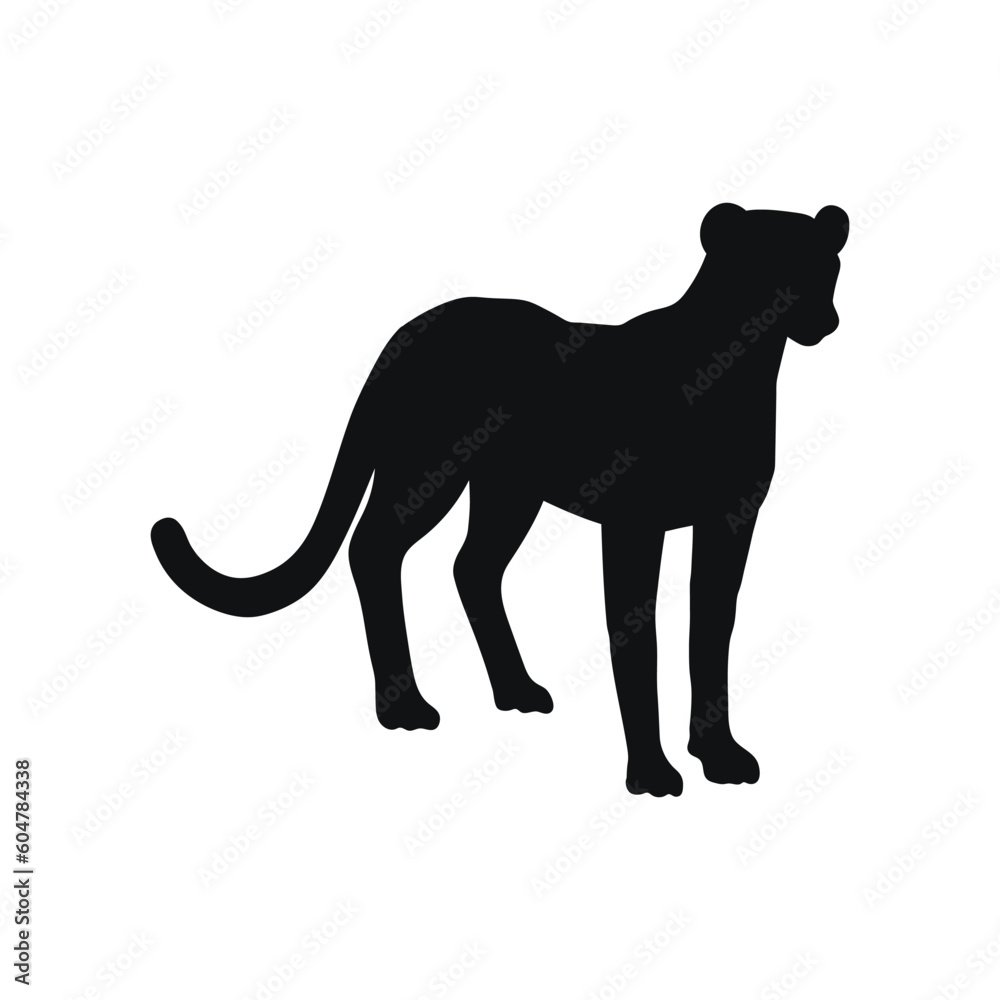 Cheetah African predator wild animal black silhouette or contour vector isolated. Cheetah African predator wild animal black silhouette or contour vector isolated.