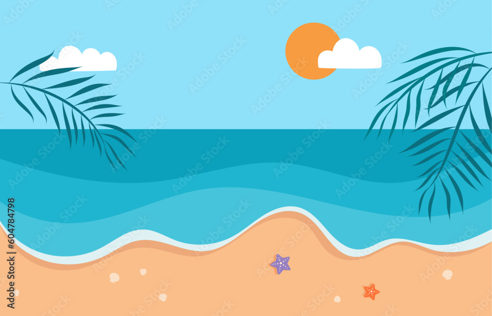 Summer beach background illustration design