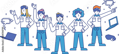 AR技術者の職業に就く男性と女性のイラスト