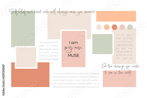 Vector photo collage template moodboard pictures grids vector illustration	