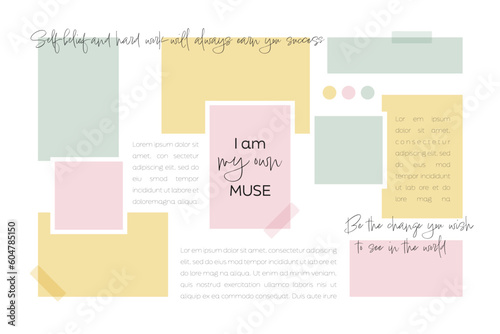 Vector photo collage template moodboard pictures grids vector illustration	