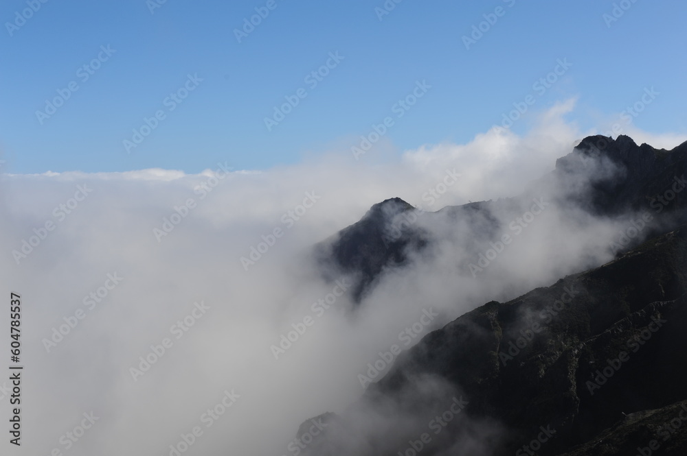 Clouds over mountains in Madeira island, Portugal