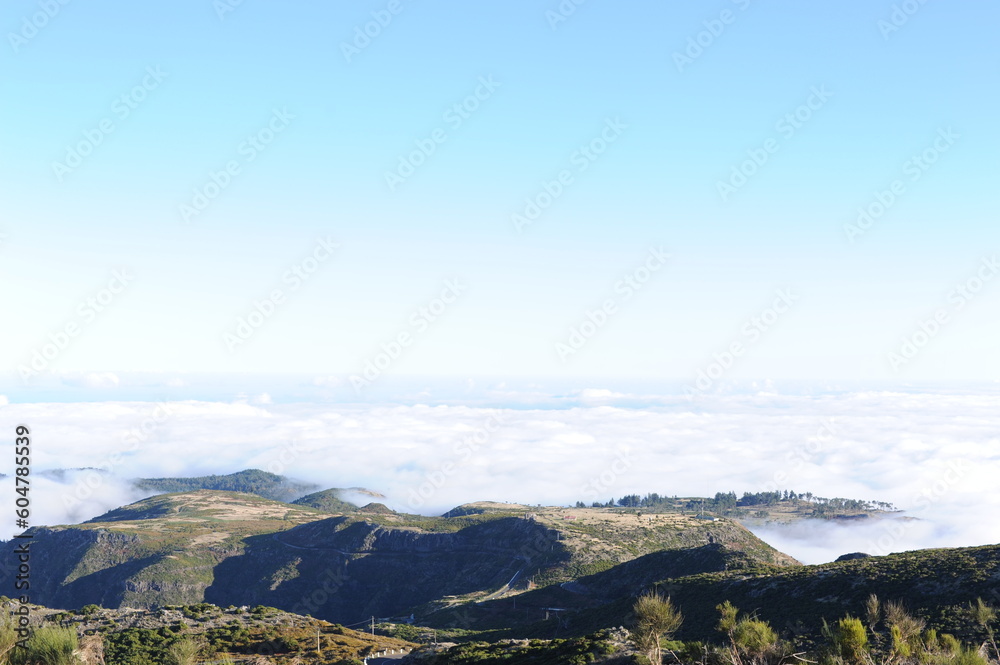 Clouds over mountains in Madeira island, Portugal