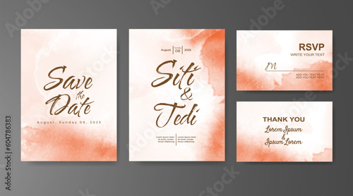 Wedding invitation with abstract watercolor background