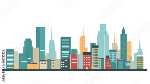 Western metropolis city pastel colours retro art vector banner