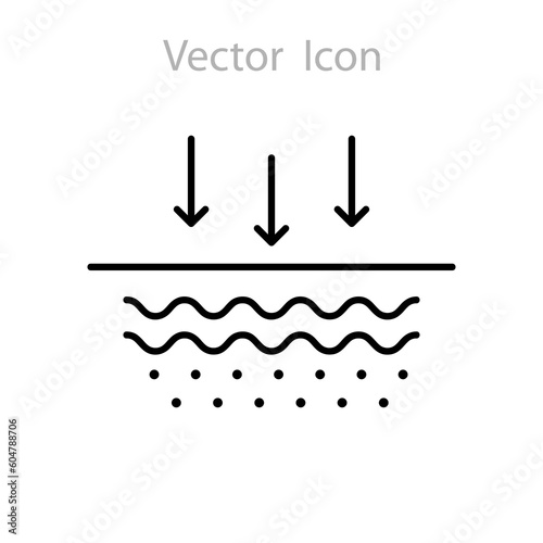 Skin Absorption simple icon, Penetration of UV Ray to Skin Linear Pictogram. Skin Nutrition Concept. Editable Stroke..eps