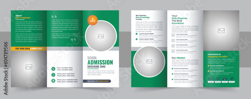 Modern kids school admission trifold template, school trifold brochure design, back to school admission trifold brochure design template layout