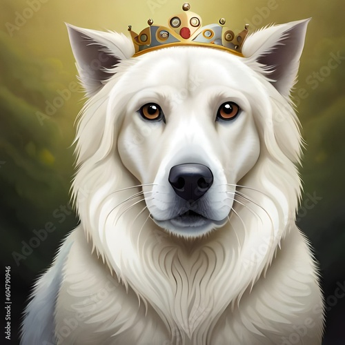 Adorable Dog with a Crown: Cute Companion and Royal Pet Portrait , genrative AI  photo