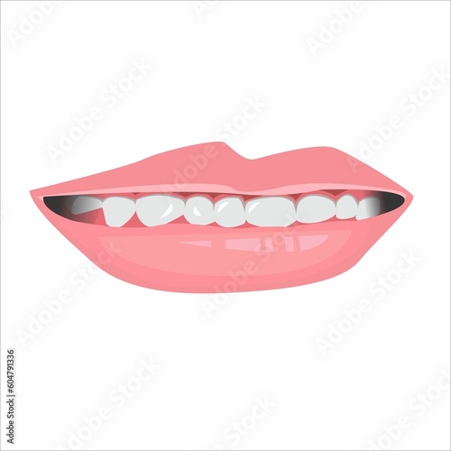Realistic Vector Illustration of Human Smile with teeth photo