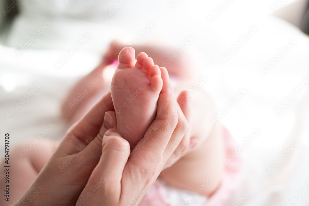 Little baby feet in mother's hands Little baby feet in mother's hands