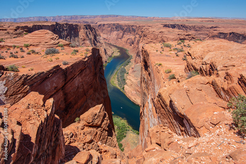 Colorado river on Horseshoe Bend Trail Arizona. Monument valley. Scenic view of Grand Canyon. Overlook panoramic view National Park in Arizona.