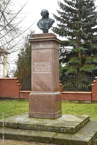 Billede på lærred Monument to Johann Gottfried Herder in Morag, Poland
