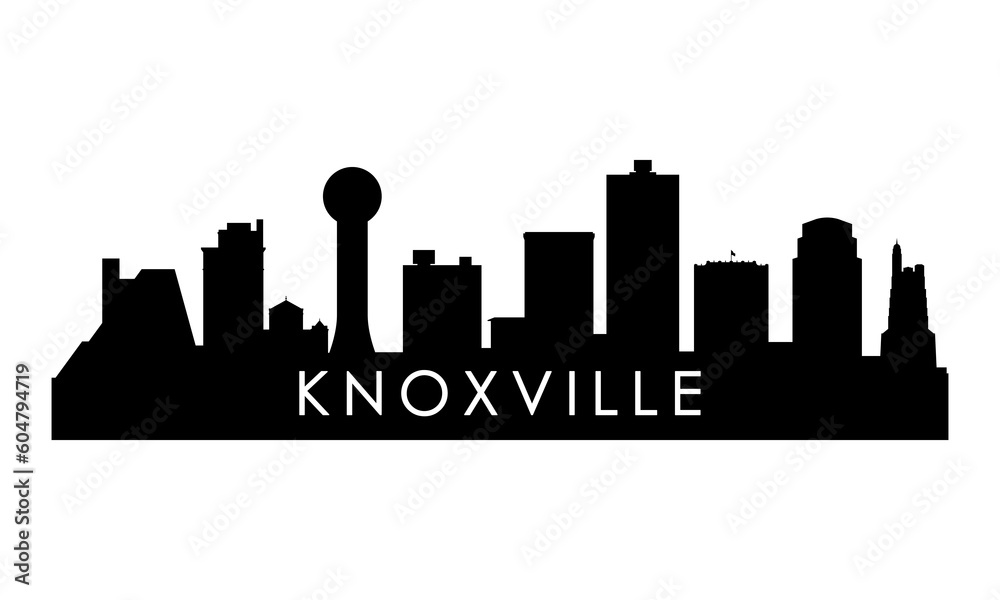 Knoxville skyline silhouette. Black Knoxville city design isolated on white background.