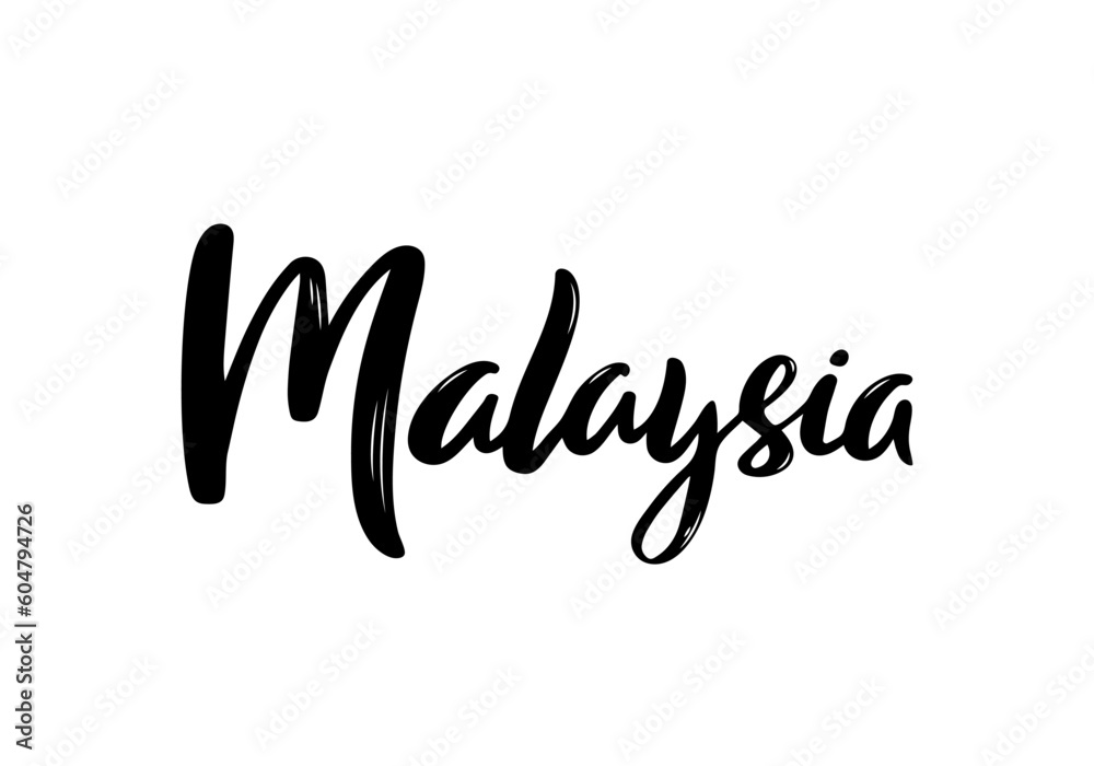 Malaysia Lettering. Handwritten Country name. Vector design template.