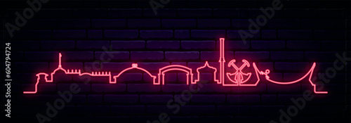 Fotografía Red neon skyline of Santa Cruz beach boardwalk