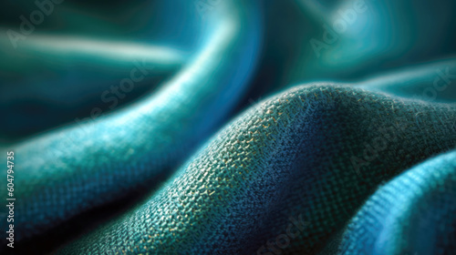 Close up of blue fabric texture background. Macro photo of textile material