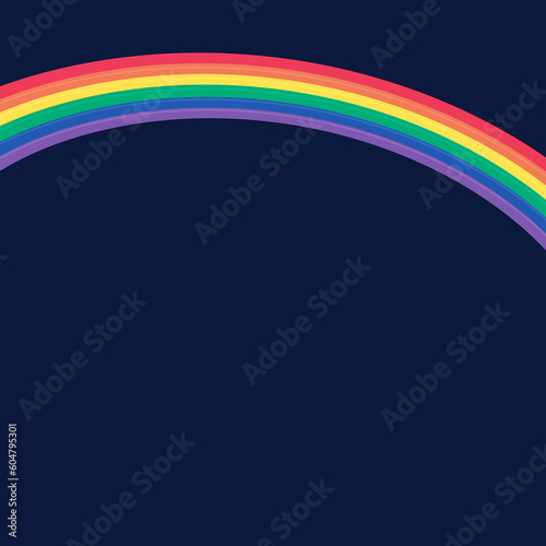 Blue background with abstract rainbow shape decoration. Pride month illustration