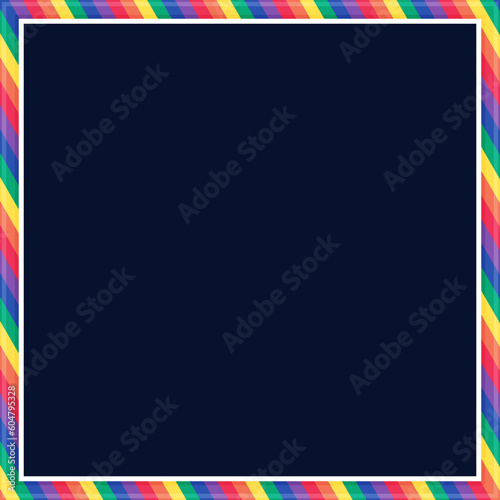 Blue background with abstract rainbow shape decoration. Pride month illustration