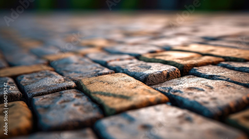 Cobblestone pavement in the park. Abstract background texture