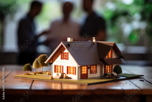 AI Generated: Couple Near Calculator with House Model - Financial Planning for Homeownership. Investment and Savings for the Dream Home. AI-Assisted Couple Finance Concept. Generative AI. photo