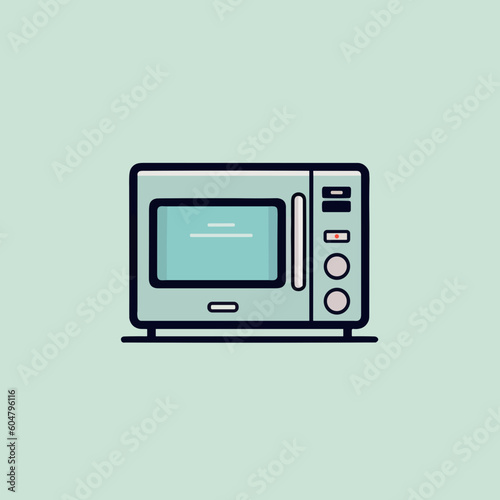 microwave oven minimalistic flat vector art symbol / logo, calm pastel colours