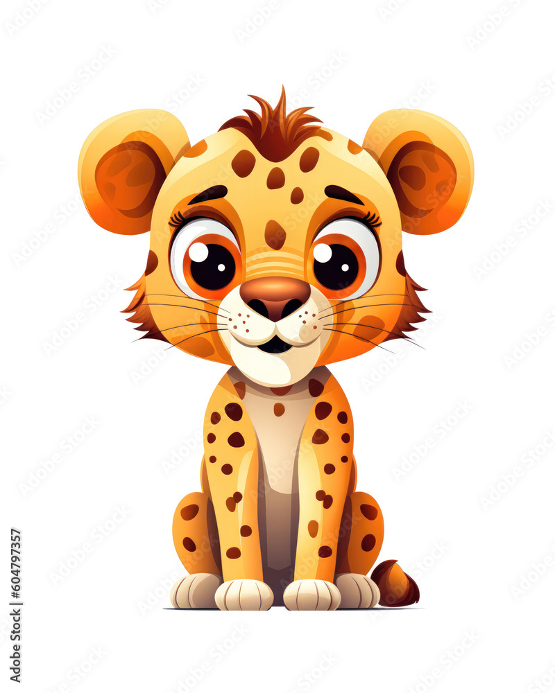 Cute cartoon cheetah. Vector illustration isolated on white background Cute cartoon cheetah. Vector illustration isolated on white background