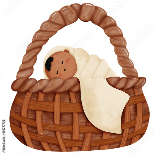 birth of mosses in the Bible story clipart.christian story Old Testament for church class elements.