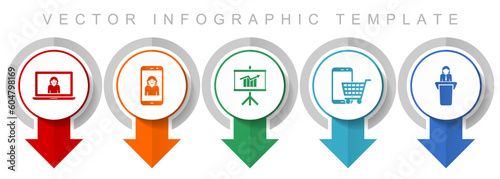 Online store icon set, miscellaneous pointer icons such as customer service, seminar, cart and learning for webdesign and mobile applications, modern design infographic vector template
