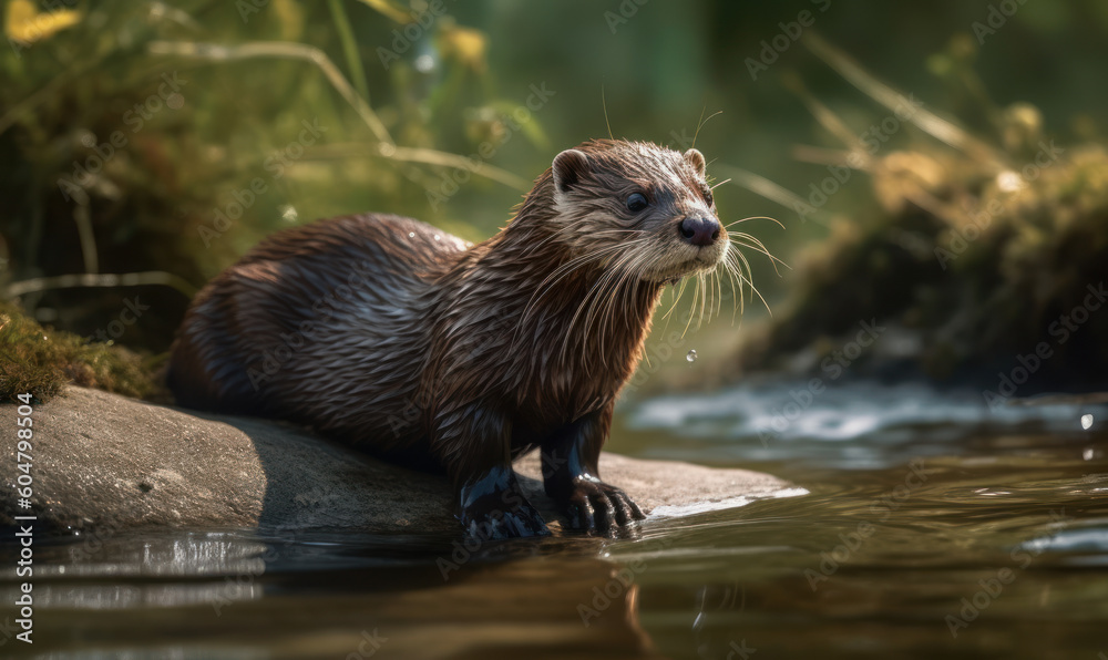 photo of mink (mammal) in its natural habitat. Generative AI photo of mink (mammal) in its natural habitat. Generative AI