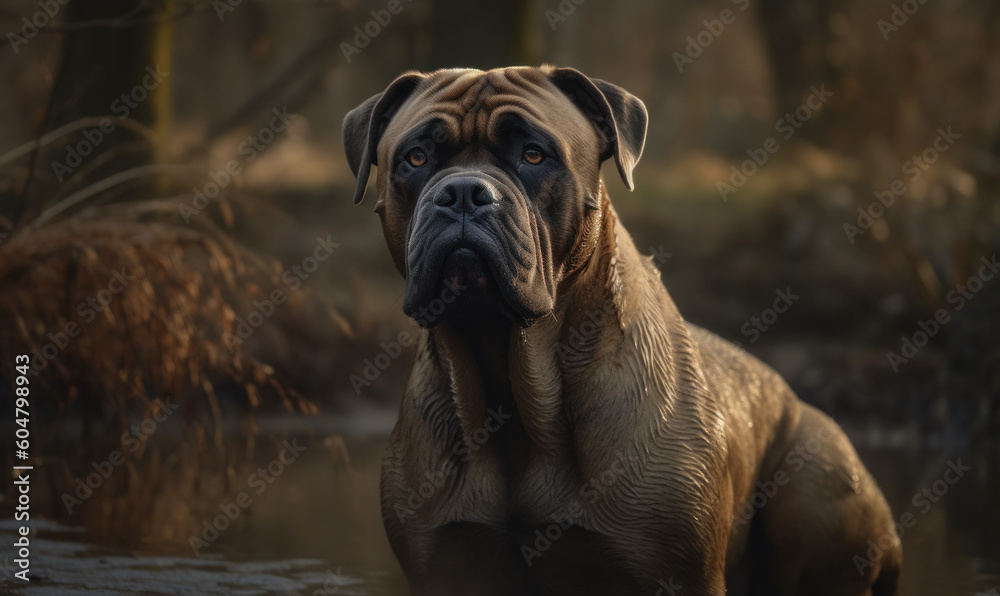 photo of Mastiff outdoors. Generative AI