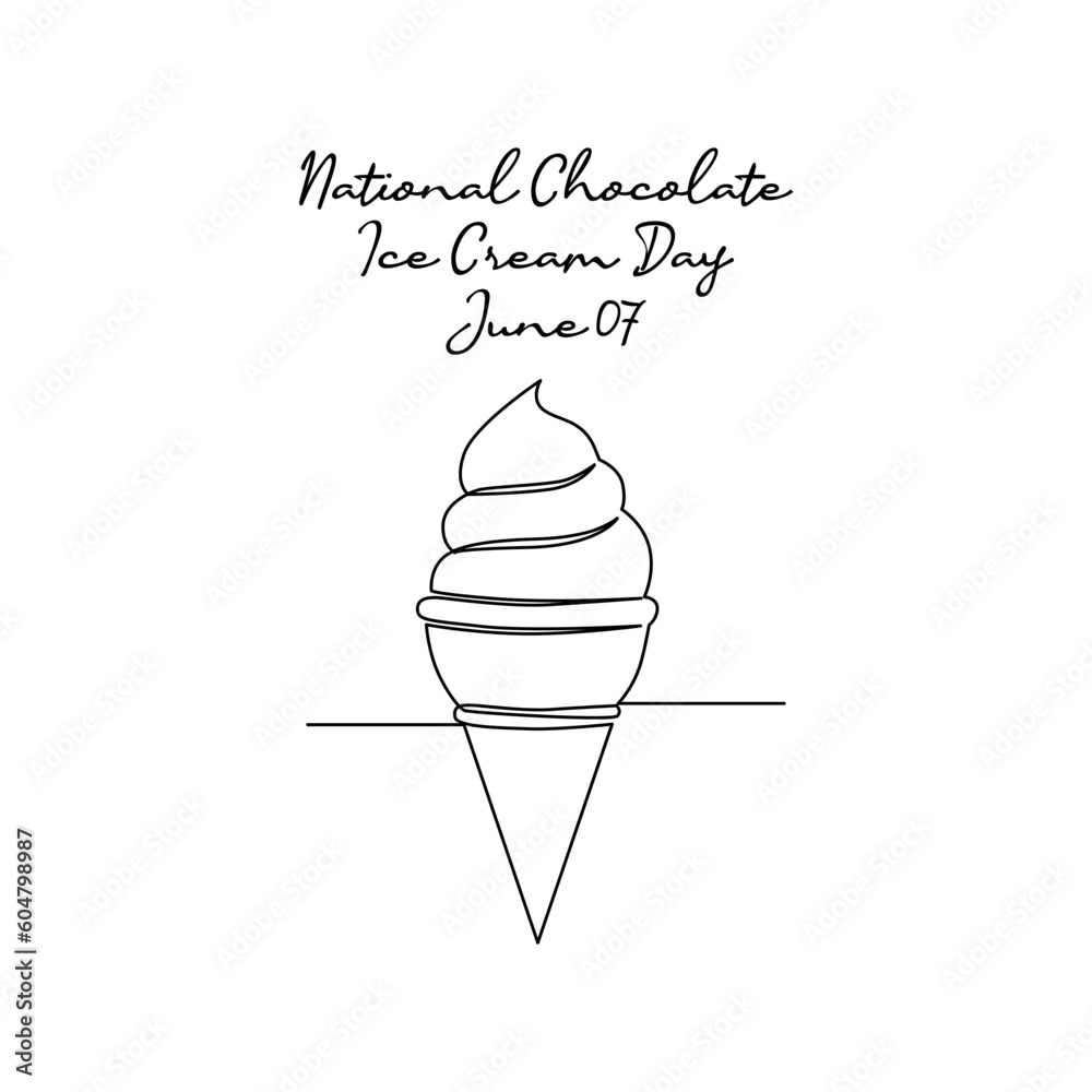 line art of national chocolate ice cream day good for national
