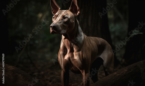 photo of Mexican hairless dog outdoors in its natural habitat. Generative AI