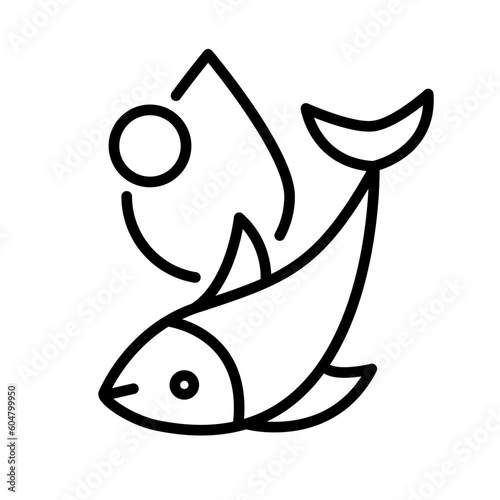 Omega 3 Line Icon Fish Oil Supplement Logo design.