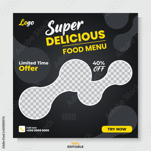 Delicious food menu social media post template design