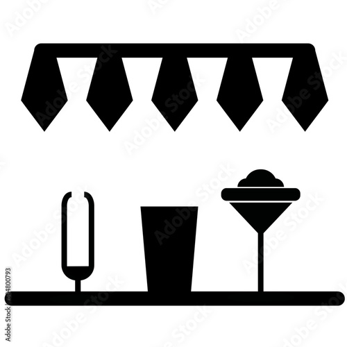 black vector icons for cafe bar bar counter on white background