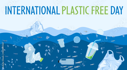 International plastic free day. Editable vector illustration.