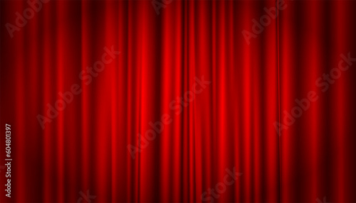 Closed Red Curtain Cinema Theater Background Vector Illustration