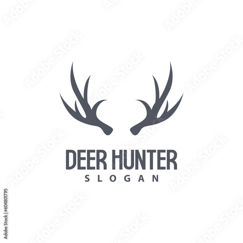 Fototapeta Naklejka Na Ścianę i Meble -  Deer Logo, Deer Hunter Vector, Forest Animal Design, Deer Antlers Retro Vintage Symbol Design Icon