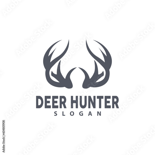 Fototapeta Naklejka Na Ścianę i Meble -  Deer Logo, Deer Hunter Vector, Forest Animal Design, Deer Antlers Retro Vintage Symbol Design Icon