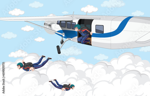 Skydiver jumping off the airplane
