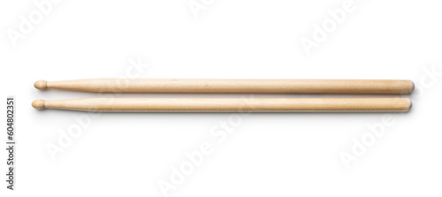 Wooden drum sticks isolated on white background.