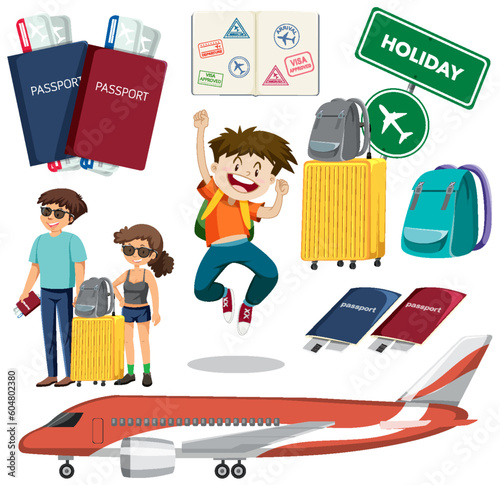 Playful Characters and Tourism Elements Vector Collection