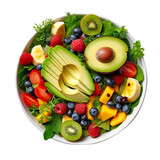  Bowl of healthy fresh fruits and vegetables salad on a white marble background generated by AI